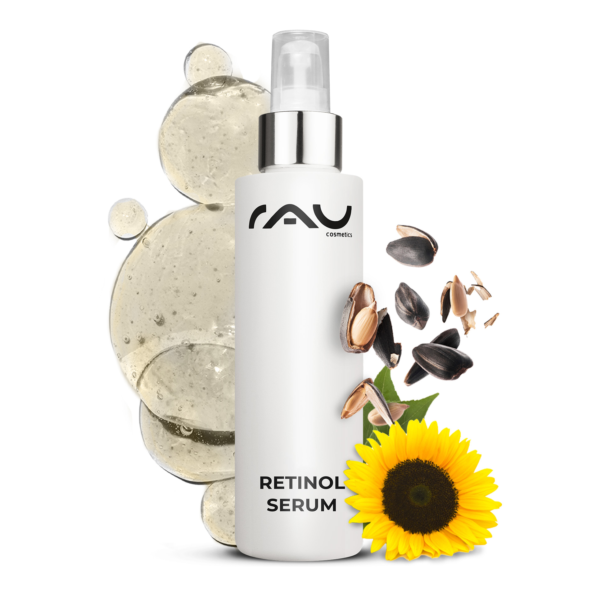Retinol Serum 100 ml - Vitamin A Serum für trockene und reife Haut Flasche, Lotion, Kosmetik, Parfüm, Blume