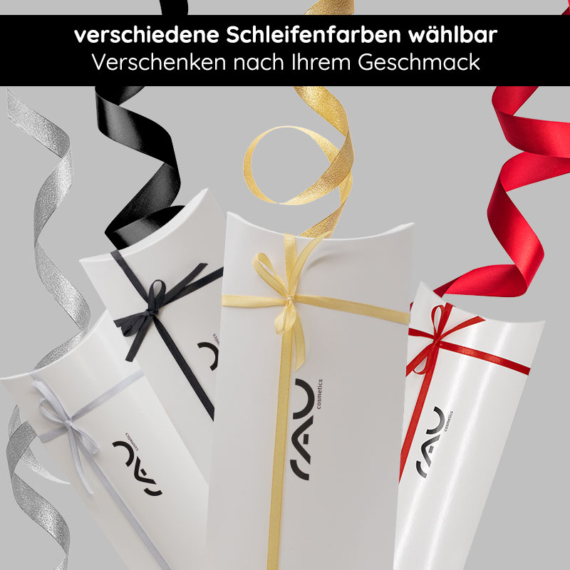 Geschenkverpackung "Kissen" mit goldener Schleife
