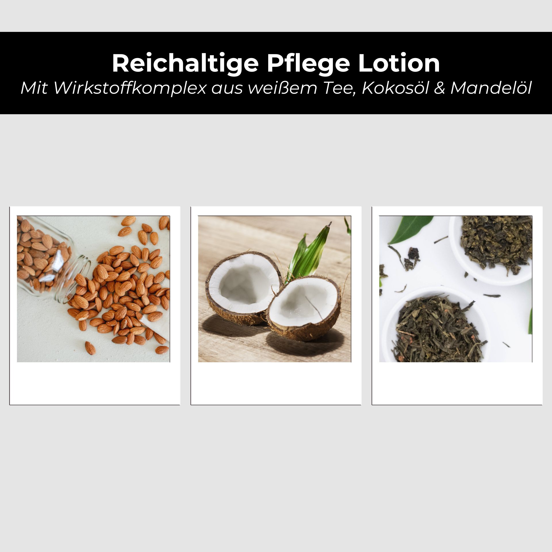 White Tea Body Lotion 250 ml Reichhaltige Körperlotion Reichhaltige Pflege Lotion mit weißen Tee, Kokosöl und Mandelöl, Zutaten für intensive Hautfeuchtigkeit und Pflege.