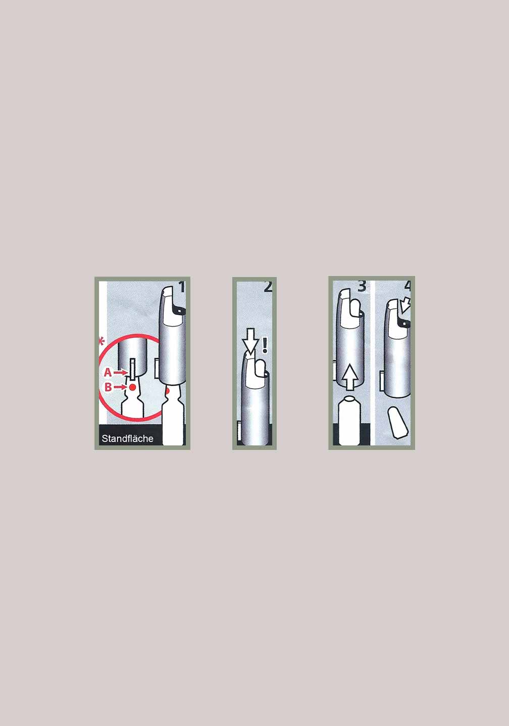 Anleitung zur Verwendung des Ampullenöffners & Applikators mit numerischen Schritten und klaren Symbolen von RAU Cosmetics.