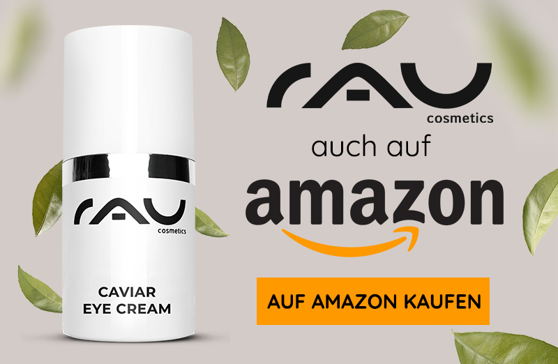 Die Caviar Eye Cream von RAU Cosmetics in einem eleganten Behälter ist bei Amazon erhältlich und trägt den Text „AUF AMAZON KAUFEN“.
