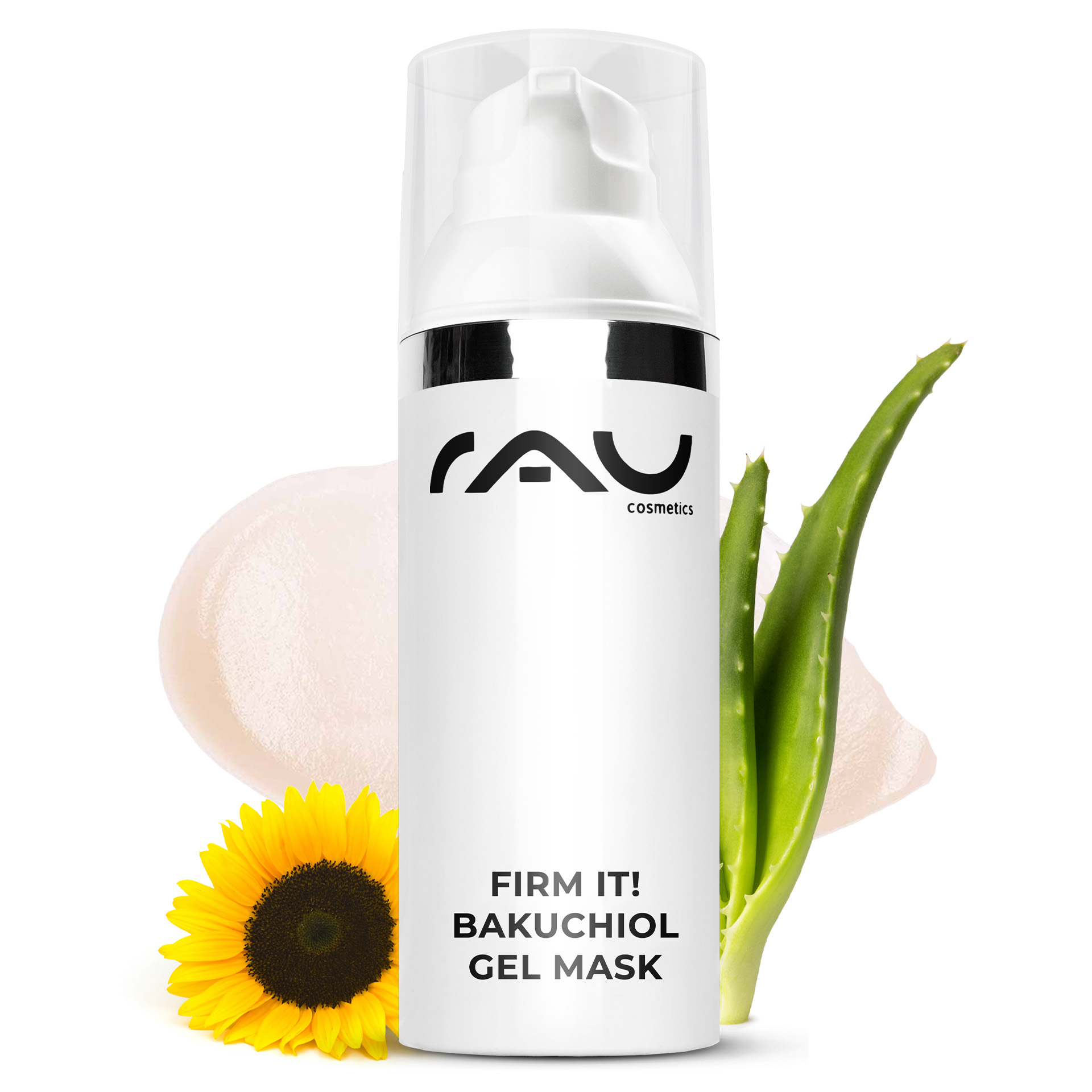 Firm it! Bakuchiol Gel Mask 50 ml Anti-Aging Gelmaske Flasche, Shaker, Kräuterig, Kräuter, Pflanze