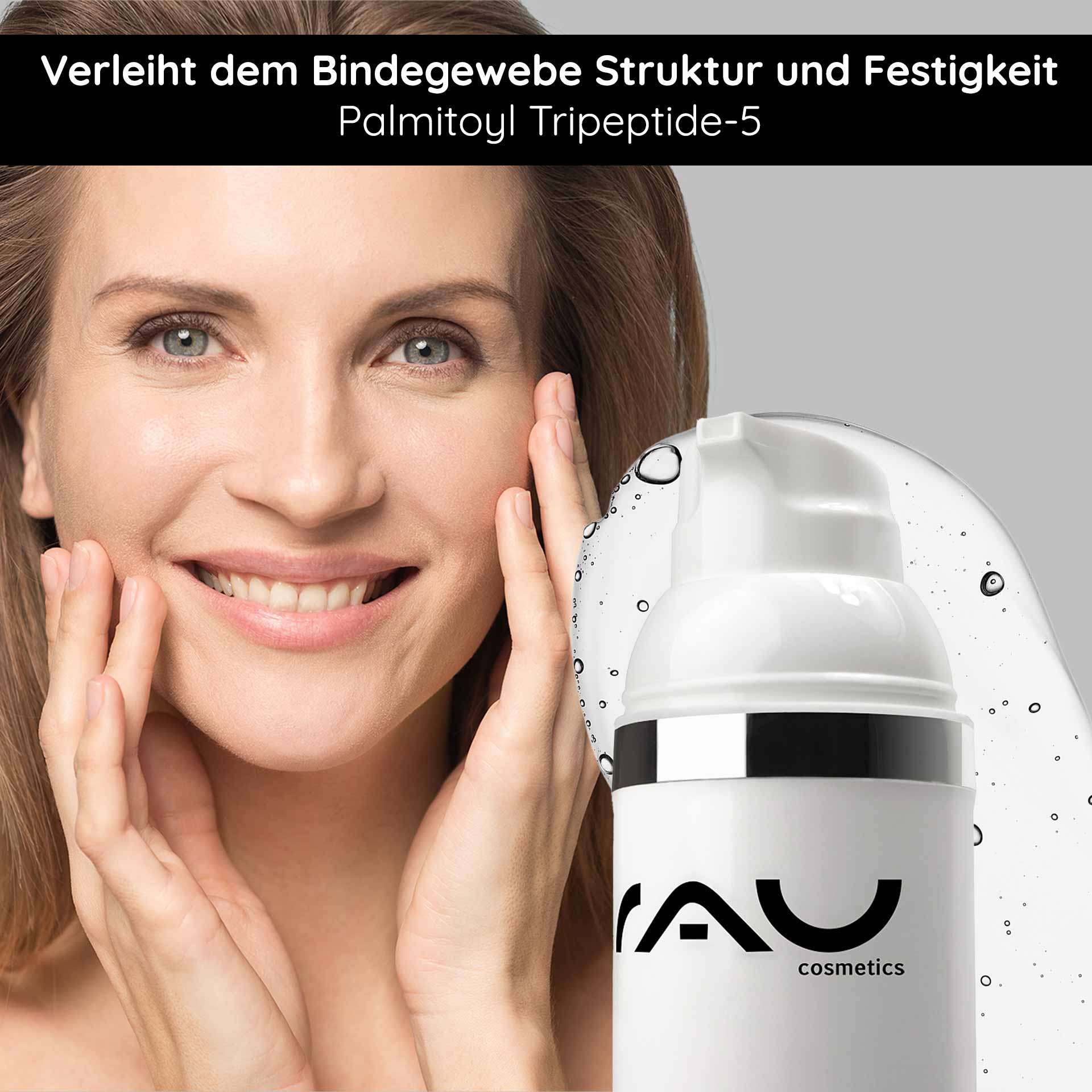 Caviar Rich Cream 50 ml Reichhaltige Anti Aging Creme Frau mit glatter Haut, die Caviar Rich Cream von RAU Cosmetics anwendet, betont die Anti-Aging-Eigenschaften und den feuchtigkeitsspendenden Effekt der Creme.