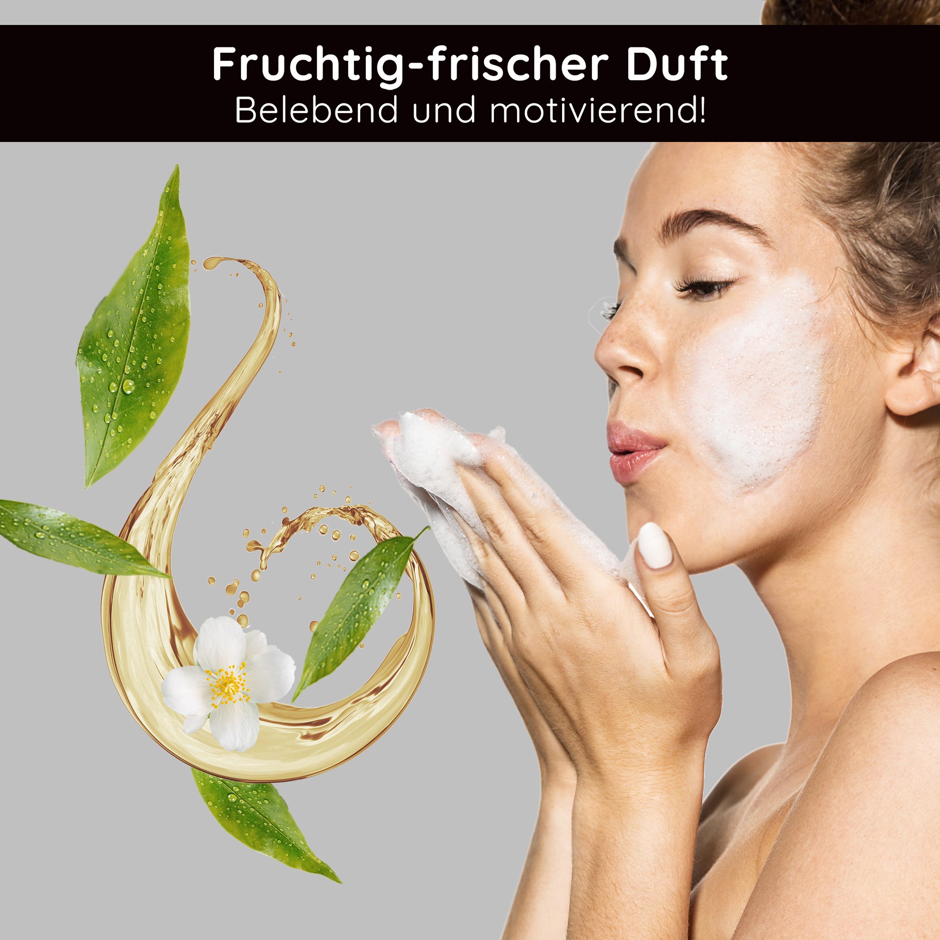Professional application of the cleansing foam in the treatment room.