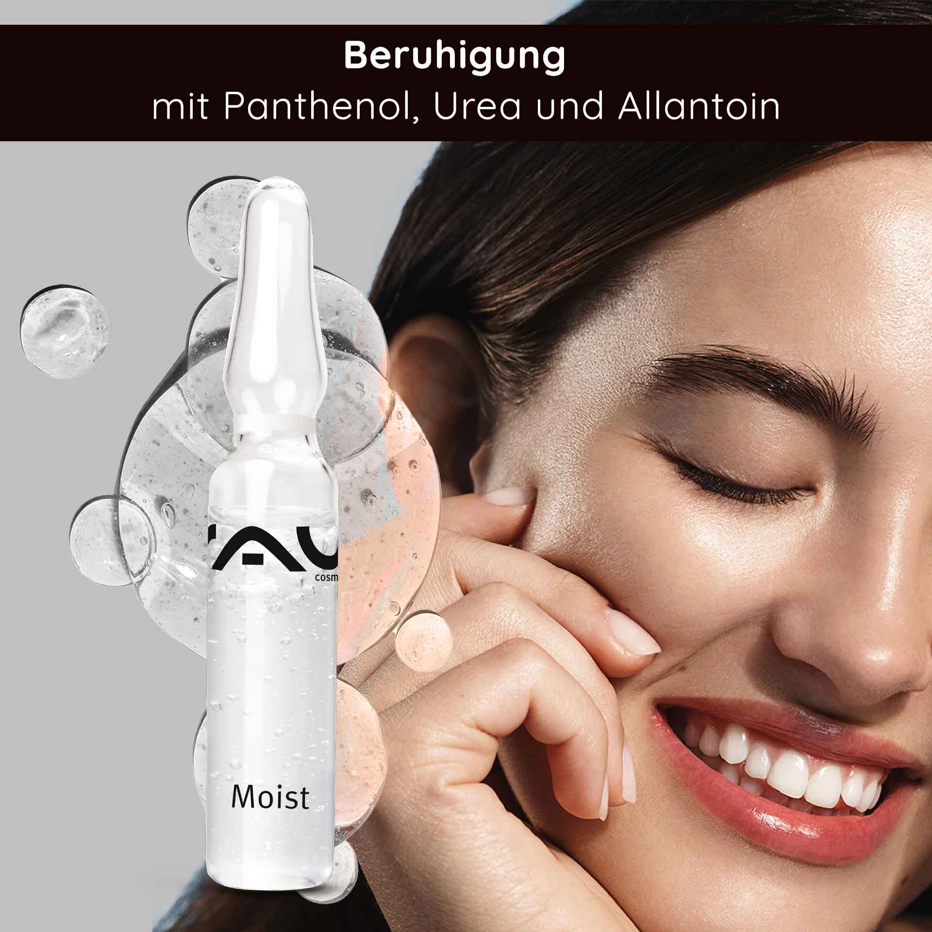 Moist ampoules 7x2 ml incl. applicator Hyaluron Booster RAU Cosmetics Moist Ampullen – Feuchtigkeitsserum in Glasampullen, verpackt in einer Box mit Applikator, ideal für trockene und reife Haut.