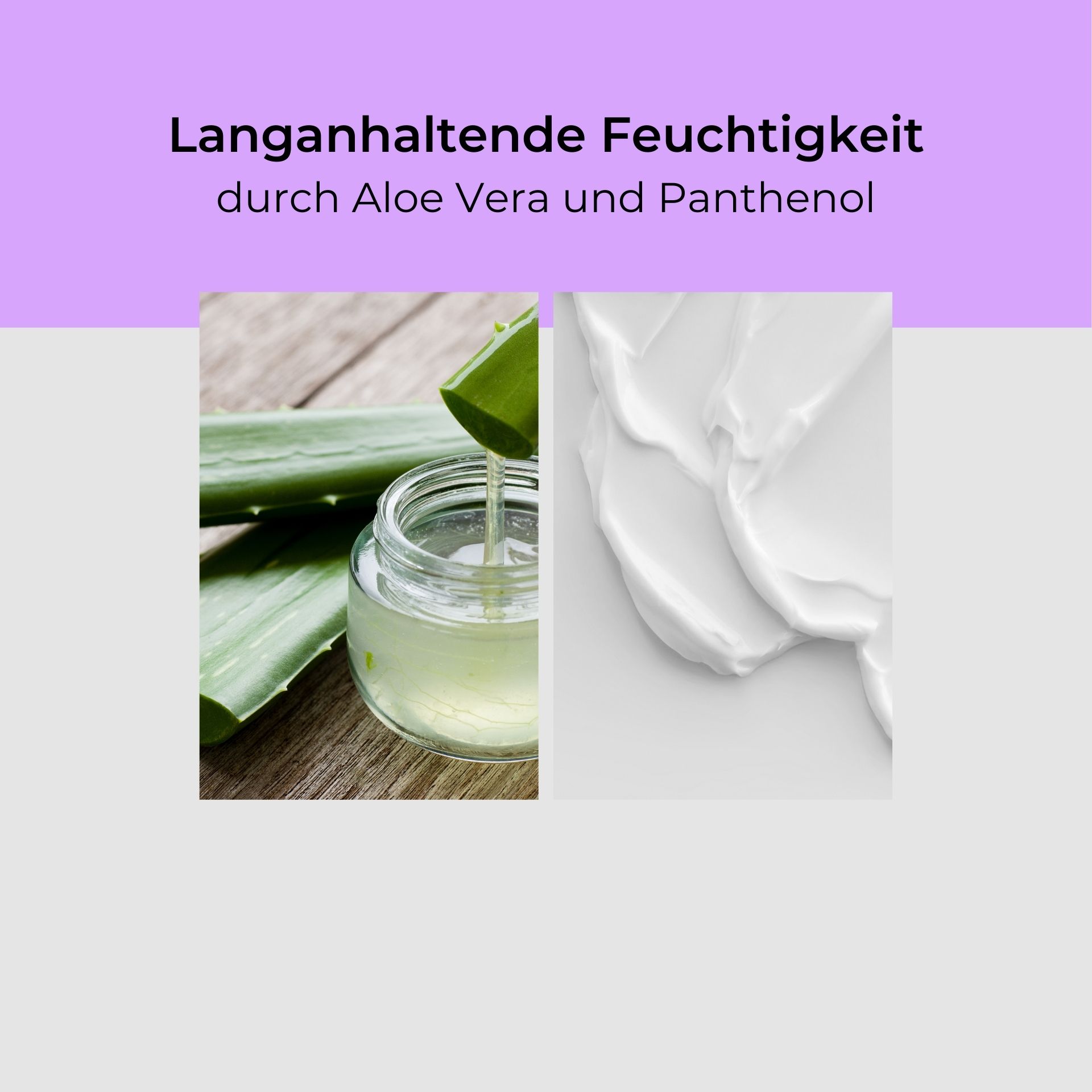 Niacinamide & Astaxanthin Serum Roll-On 10 ml Langanhaltende Feuchtigkeit durch Aloe Vera und Panthenol, mit einem Glasbehälter und frischen Aloe-Vera-Blättern sowie cremiger Textur.