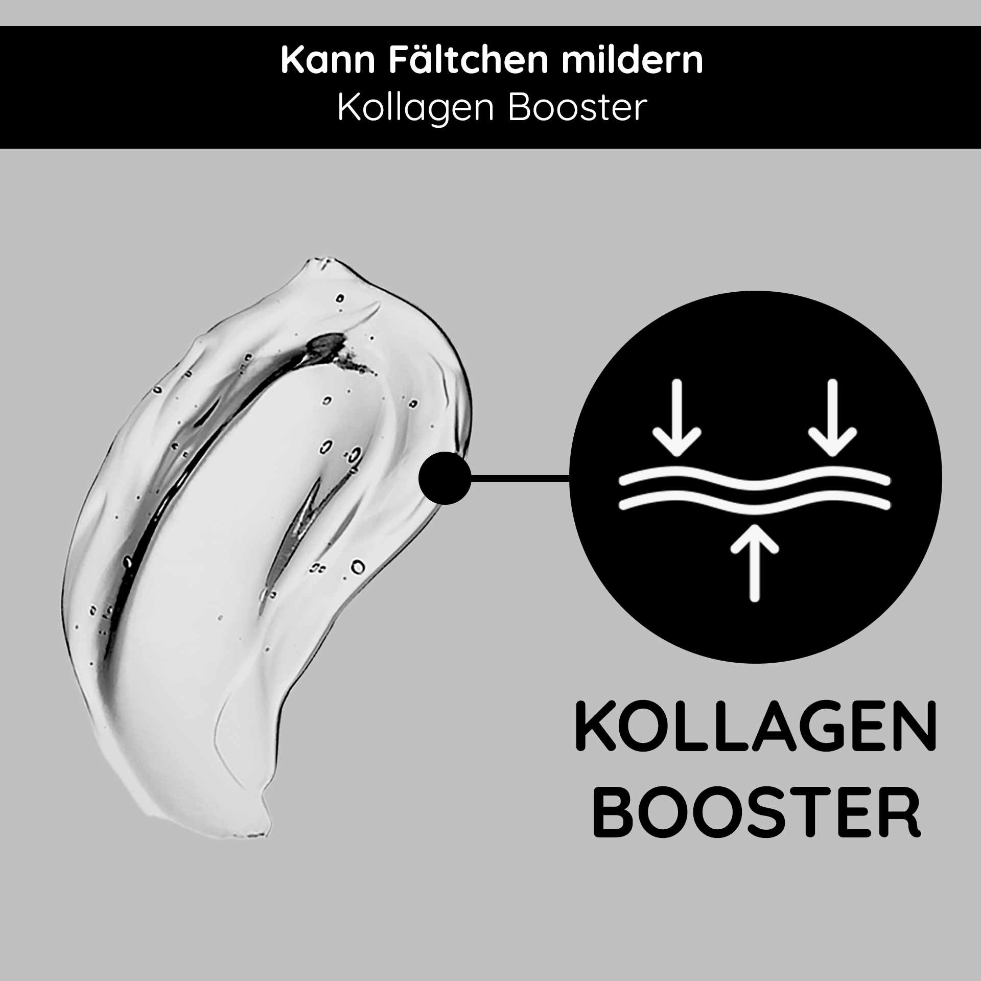 Faltenmilderung: Visualisierung der Hautstraffung und Regeneration durch den Kollagen-Booster-Effekt des Gels.