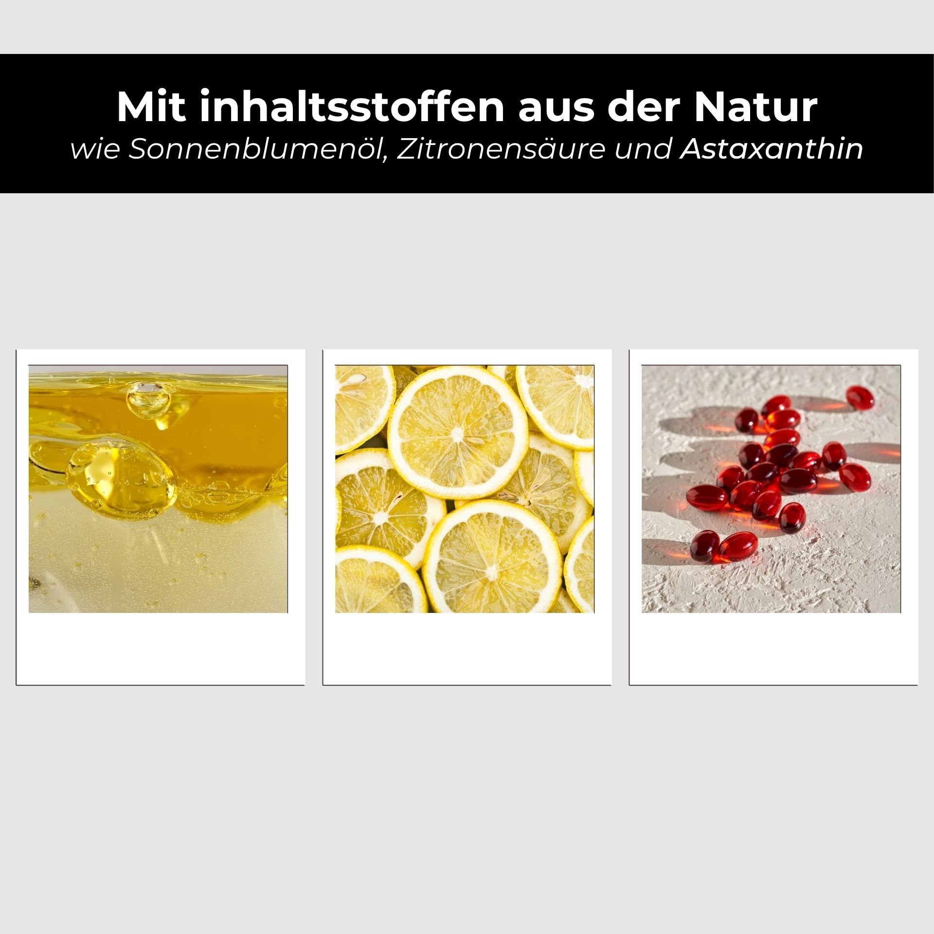 Frische Inhaltsstoffe wie Zitrone für ein belebendes Gefühl.