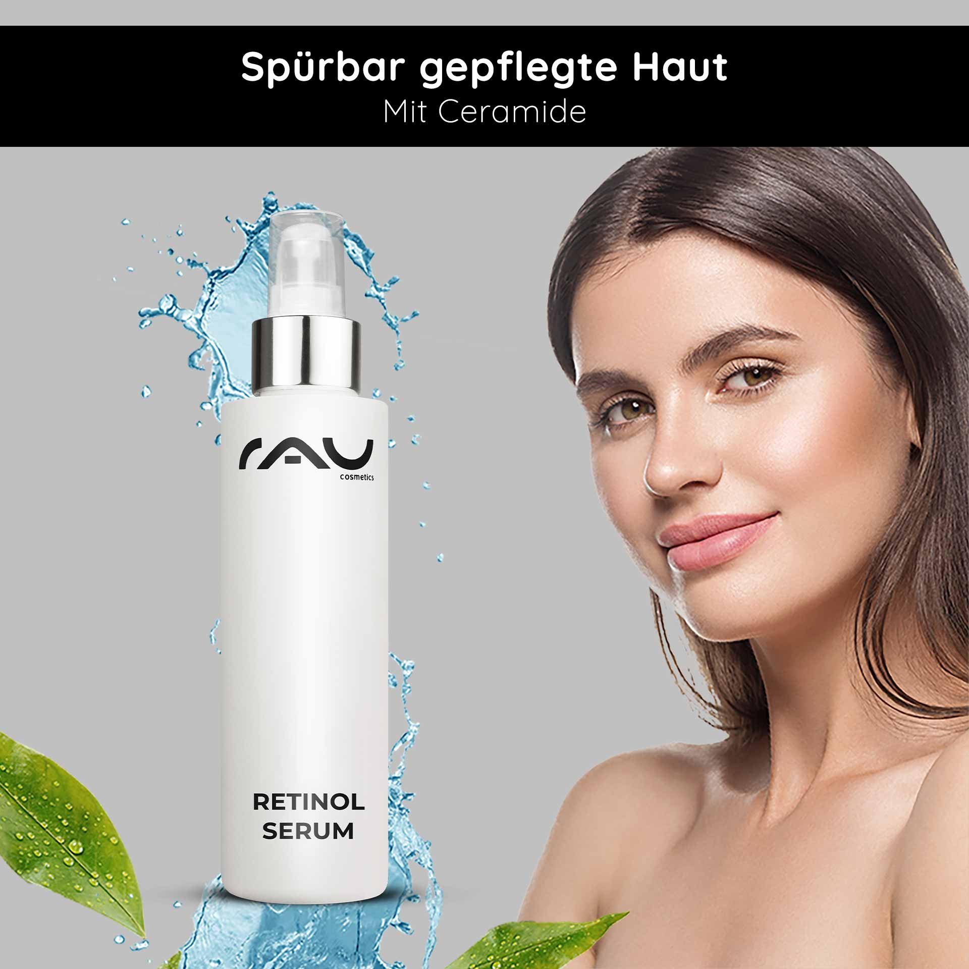 Mit Ceramiden: Illustration der hautstärkenden Wirkung des Serums zur Verbesserung der Elastizität und Spannkraft.