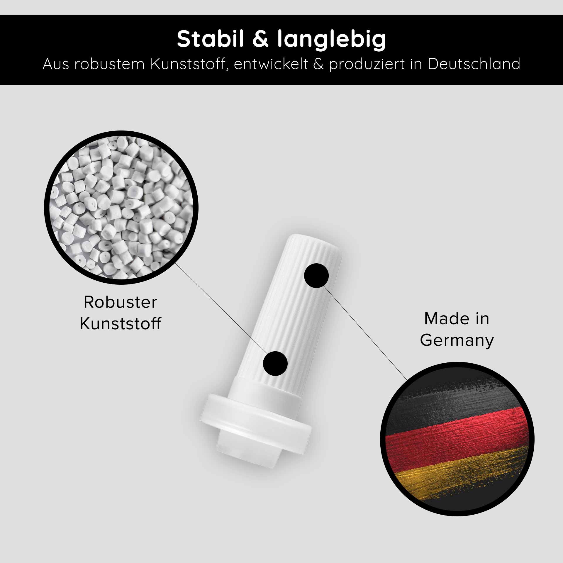 Ampullen Applikator 2 ml Ampullen Ampullen Applikator aus robustem Kunststoff, hergestellt in Deutschland, mit Hinweisen zu Stabilität und Langlebigkeit.