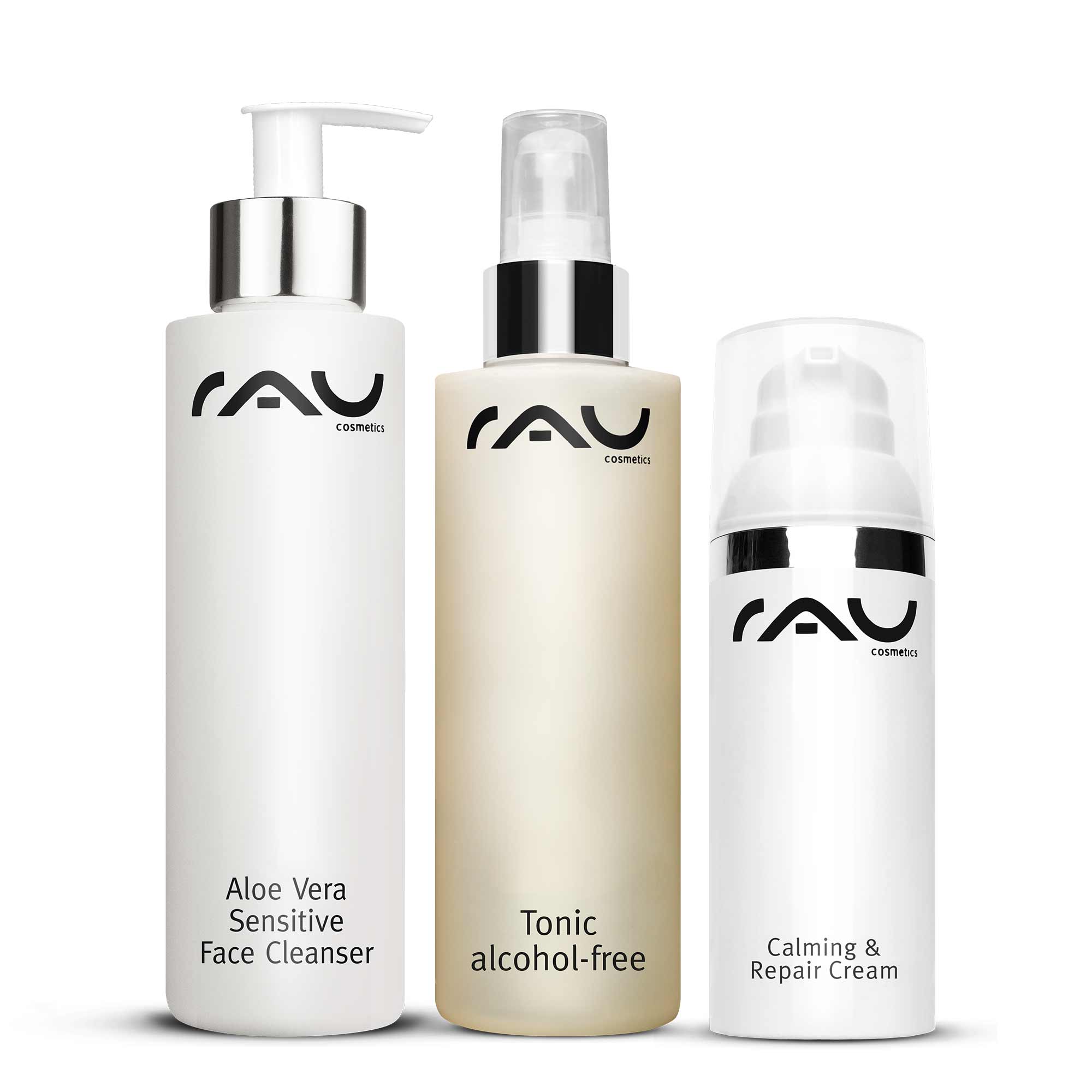 RAU Cosmetics Sensible Haut Pflegeset Basis Hautpflege Gesichtspflege für Anfänger Gesichtsreinigung Onlineshop Kosmetik Wirkstoffkosmetik