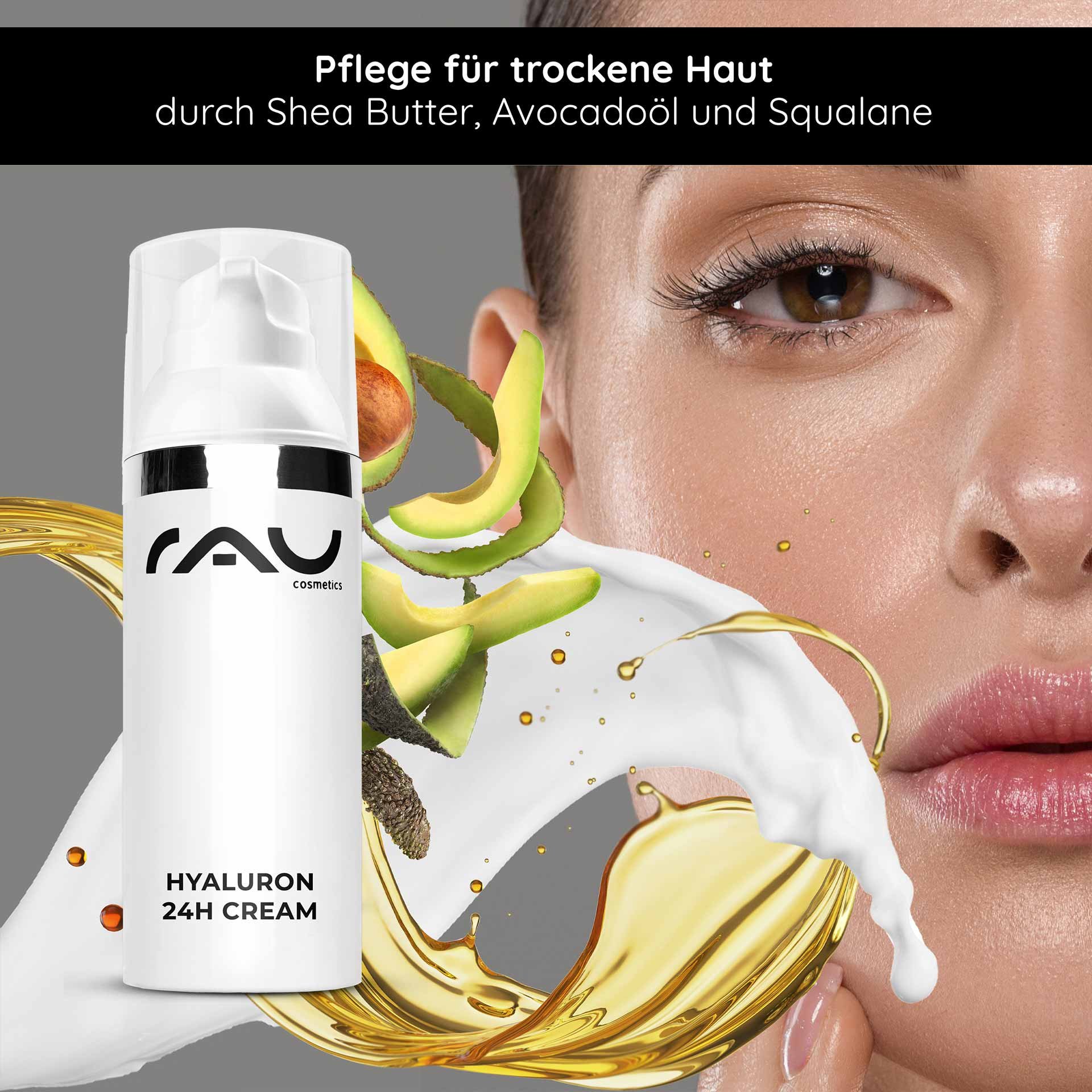 Application & Info: Back of the jar with hints for the daily routine for demanding skin.