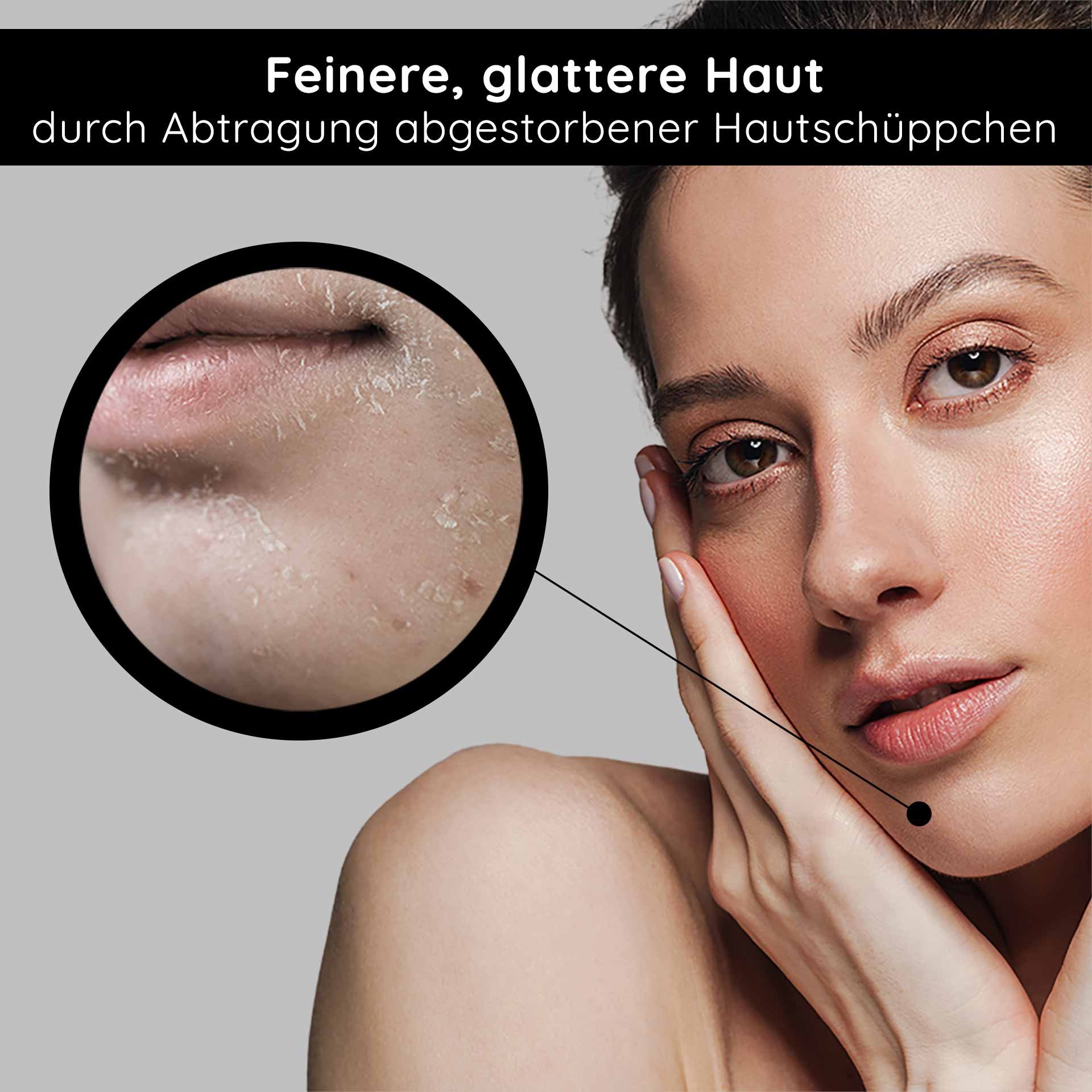 Feine, glatte Haut durch RAU Cosmetics Sunflower Enzyme Peeling, Gesichtspflege, sanfte Exfoliation, abgestorbene Hautschüppchen.