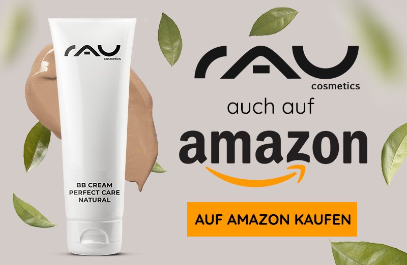 BB Cream von RAU Cosmetics in einem minimalistischen weißen Tube mit natürlichen Inhaltsstoffen und Kaufoption auf Amazon.