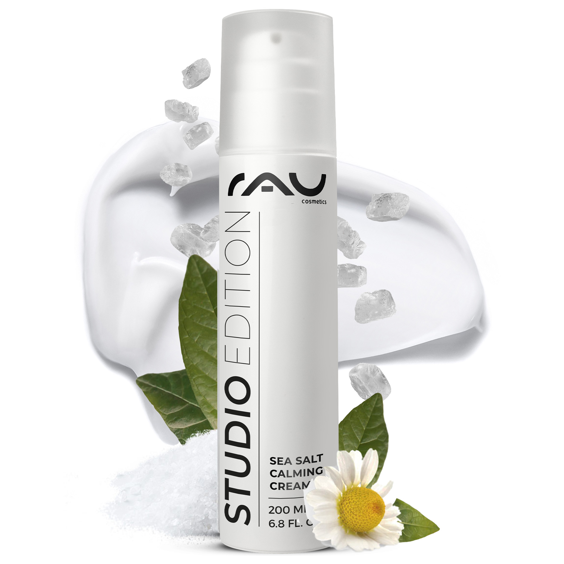 Sea Salt Calming Cream 200 ml mit Meersalz und PHA Kräuterig, Kräuter, Pflanze, Gänseblümchen, Blume