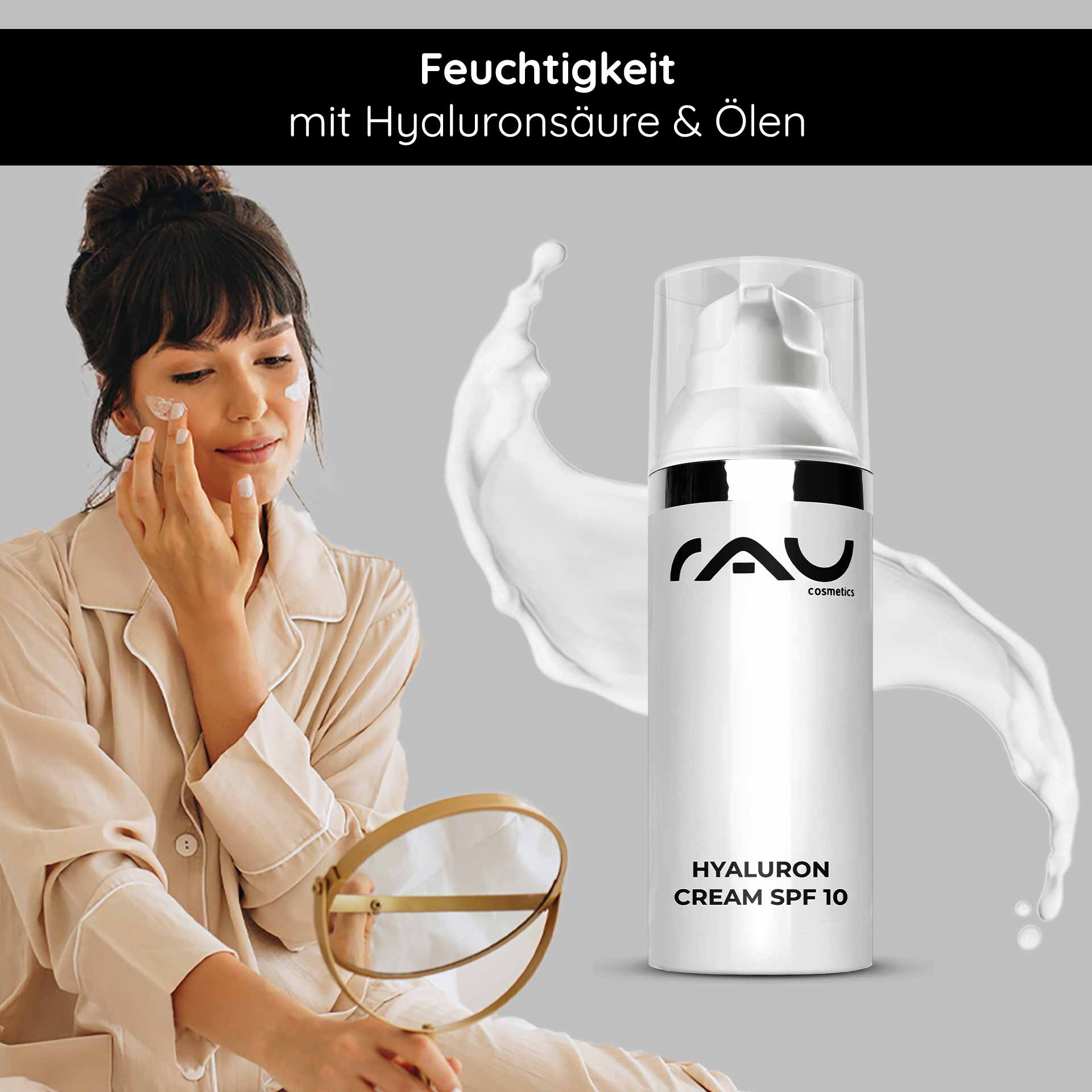 Hyaluron Cream SPF10 50 ml Gesichtscreme mit UV-Schutz für trockene Haut