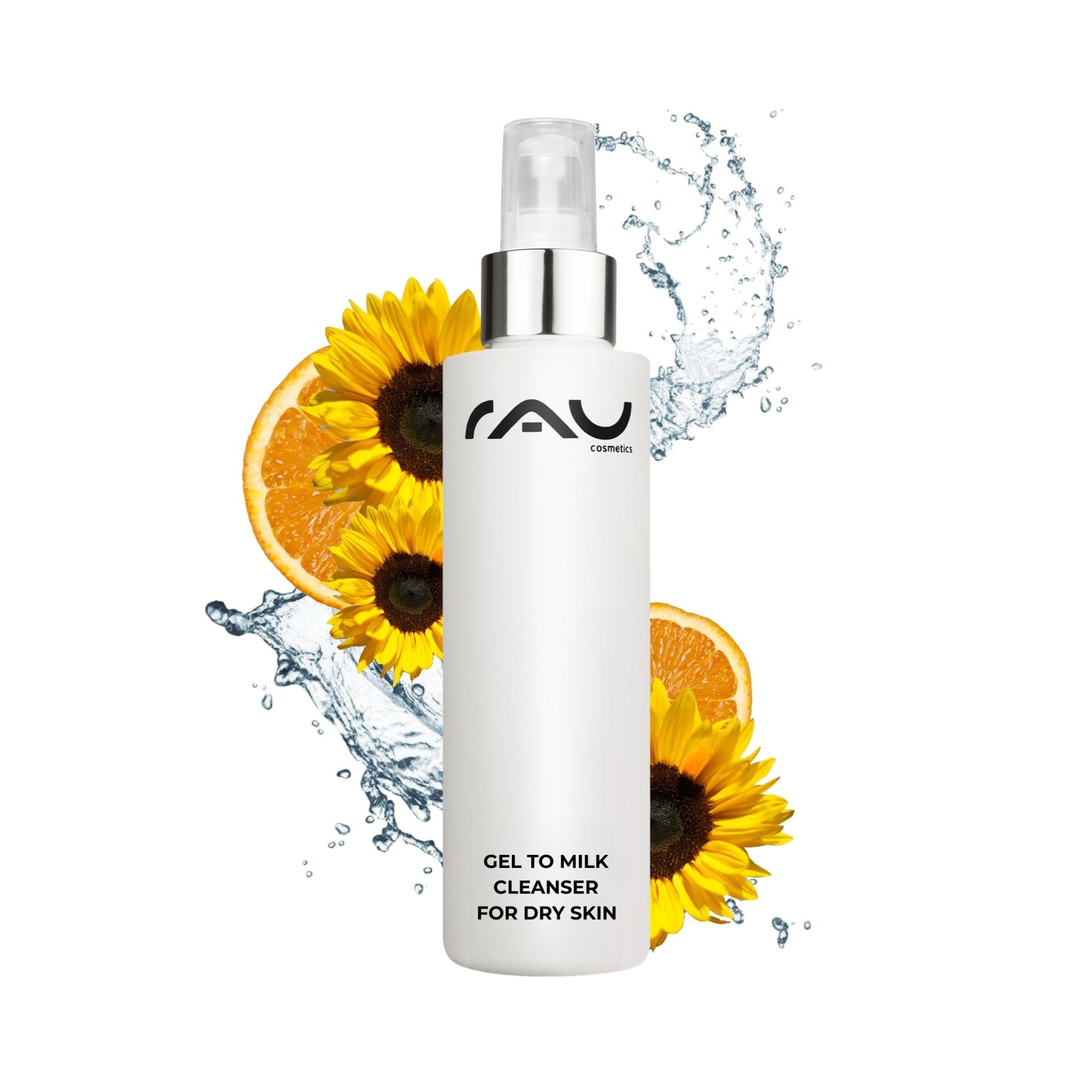 Gentle cleansing: Woman washes her face with the Gel-to-Milk texture.