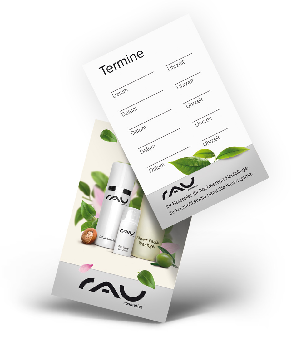 RAU Terminkarten - 50 Stück je 5 Terminvergaben Hautpflege Gesichtspflege Körperpflege Wirkstoffkosmetik Kosmetik