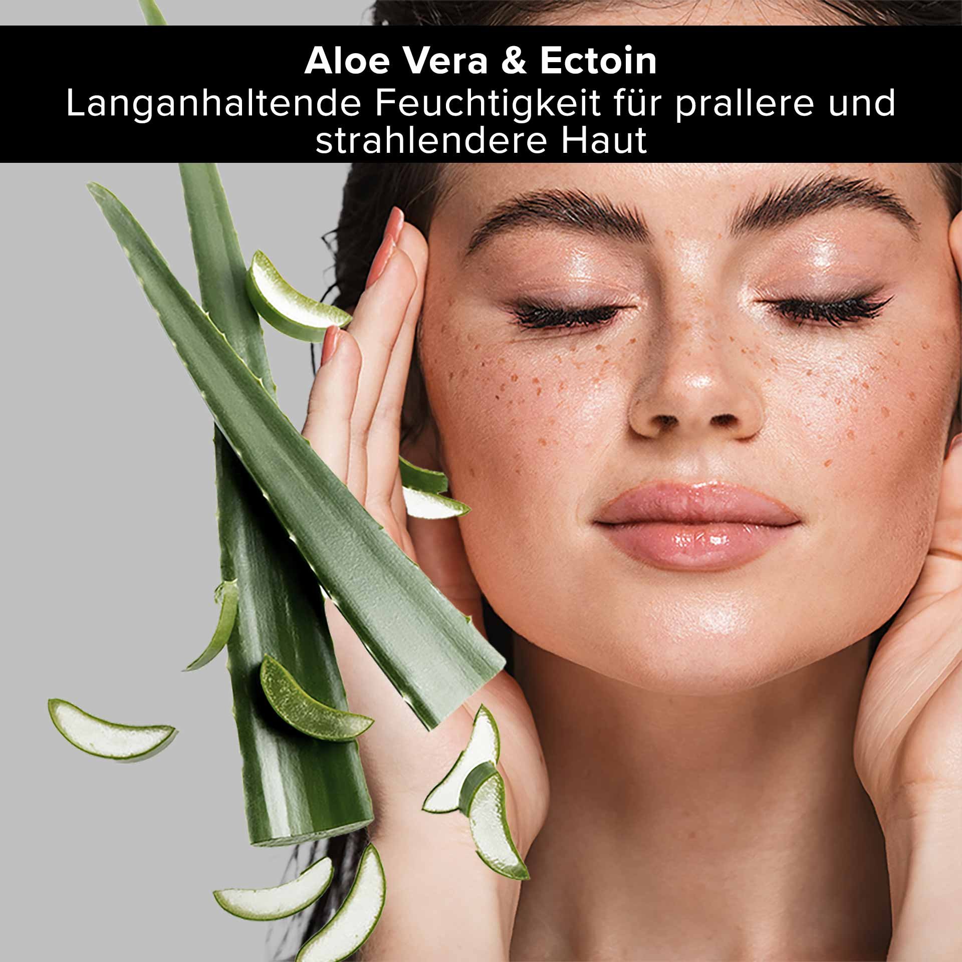 RAU Cosmetics Aloe Vera Face Moisturizer Gel – 75 ml tube with soothing aloe vera and Ectoin® for gentle moisturizing care for sensitive skin.