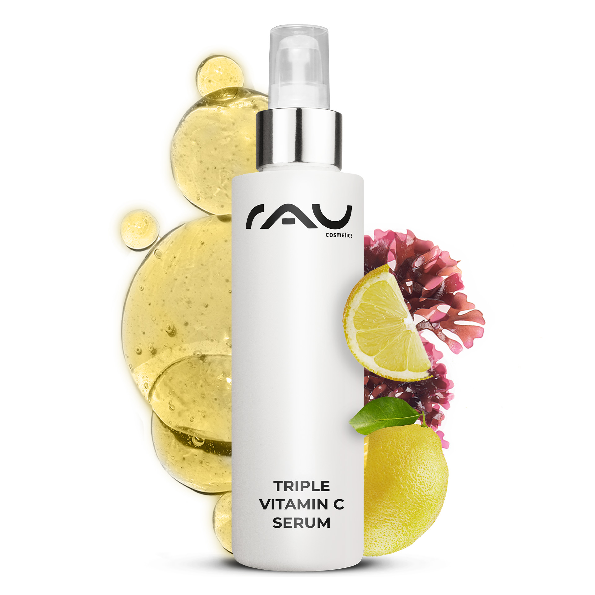 Triple Vitamin C Serum 100 ml mit 11 % Vitamin C Säuren Flasche, Lotion, Zitrusfrucht, Obst, Parfüm