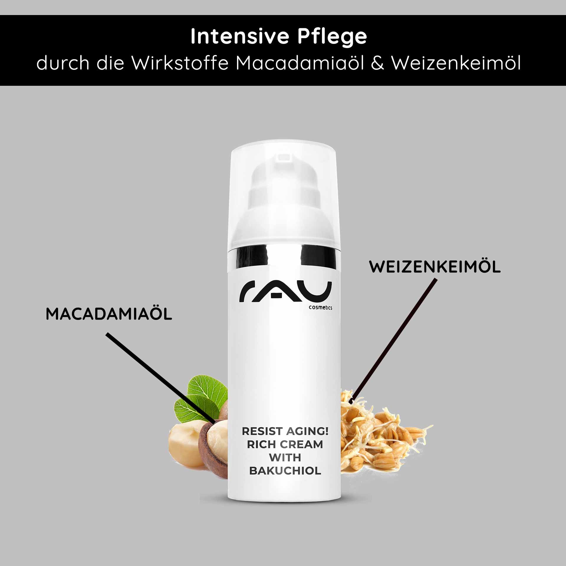 Precious plant oils: The Rich Cream contains macadamia and wheat germ oil for intensive nutrient supply.