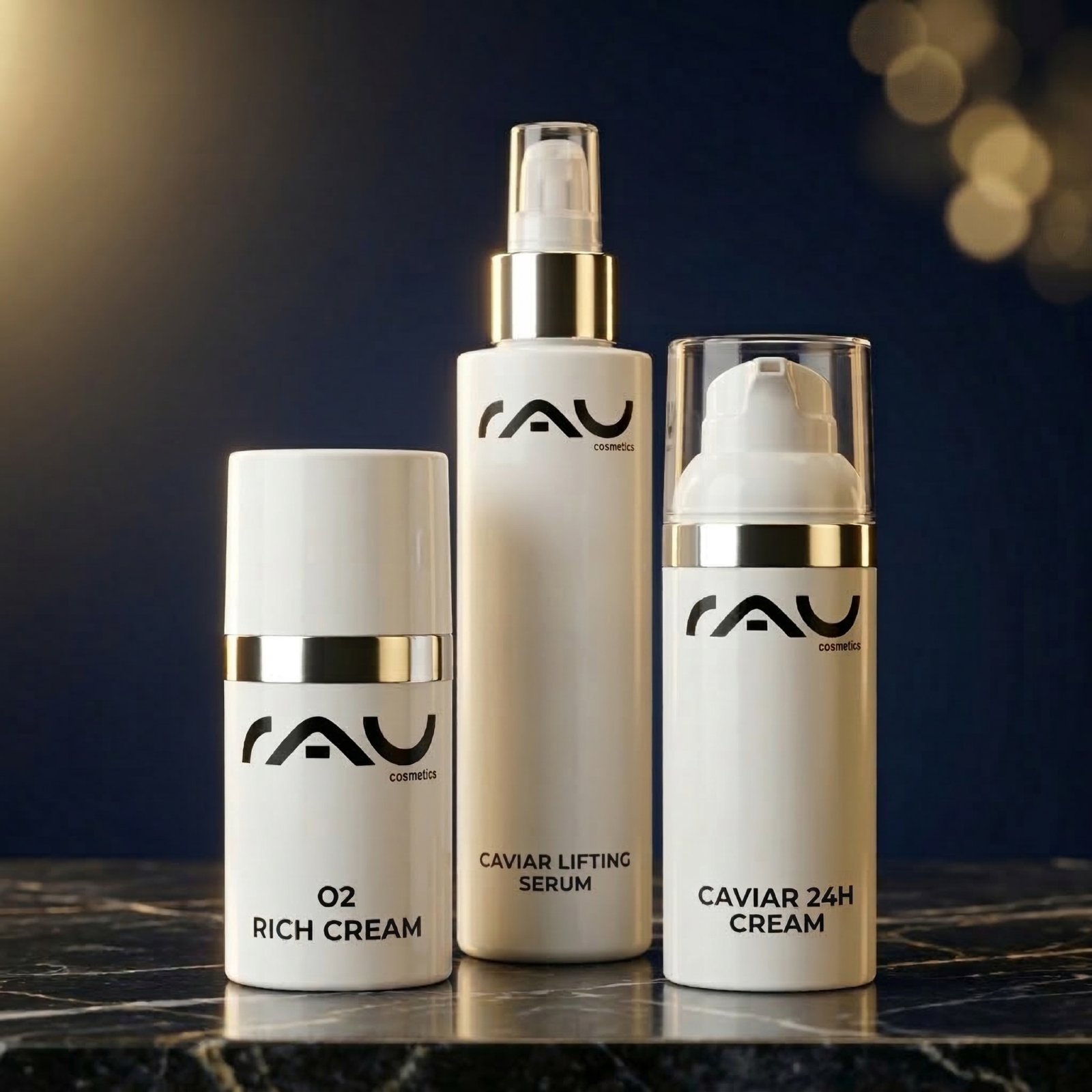 RAU Cosmetics Kaviar Discovery Set mit drei Pflegeprodukten